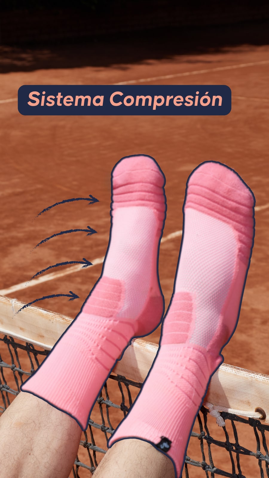 Calcetín Flamingo Sports — sistema de compresión graduada para tenis y pádel